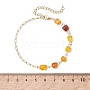 3Pcs Natural Amber Beads Link Chain Bracelets BJEW-JB13644-4