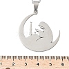 201 Stainless Steel Moon with Woman Pendant Necklaces for Ramadan & Eid Mubarak NJEW-D318-02P-5