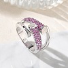 Brass Micro Pave Cubic Zirconia Cuff Open Rings for Women RJEW-L343-12P-02-1