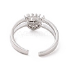 Clear Cubic Zirconia Heart with Word Amor Open Cuff Ring RJEW-I094-06P-3