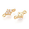 Brass Pave Clear Cubic Zirconia Connector Charms X1-KK-T078-03G-01-2