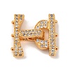 Brass Micro Pave Clear Cubic Zirconia Fold Over Clasps KK-C076-03G-1