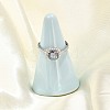 Rhodium Plated 925 Sterling Silver Moissanite Adjustable Rings for Women RJEW-U038-13P-01-1