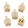 Alphabet Brass Micro Pave Clear Cubic Zirconia Pendants ZIRC-O045-01G-Z-1