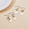 ANATTASOUL 2 Pairs 2 Colors Retro Two Tone Alloy Flat Round Dangle Earrings for Women EJEW-AN0002-40-7