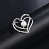 Heart Alloy Rhinestone Brooches for Women PW-WGCAEA0-02-1