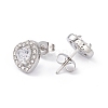 Cubic Zirconia & Rhinestone Heart Stud Earrings EJEW-A080-03M-P-3