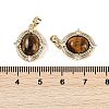 Natural Tiger Eye Oval Pendants KK-U043-44G-E-3