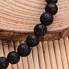 Natural Lava Rock Beaded Stretch Charm Bracelets BJEW-JB02095-02-3