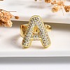 Rack Plating Brass Micro Pave Clear Cubic Zirconia Cuff Finger Rings for Women RJEW-M028-01G-6