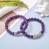 2Pcs 2 Style Natural Amethyst Stretch Bracelets Set BJEW-SW00096-4