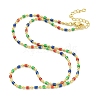 Brass Enamel Column Link Chain Necklaces NJEW-H039-06B-03G-2