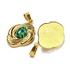 Ion Plating(IP) 304 Stainless Steel Pave Synthetic Malachite Pendants STAS-U024-15G-07-2