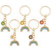 HOBBIESAY 5Pcs 5 Colors Alloy Enamel Pendant Keychains KEYC-HY0001-01-1