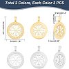 Unicraftale 6Pcs 2 Colors 304 Stainless Steel Norse Viking Compass Amulet Pendants STAS-UN0038-27-5