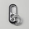 Oval Alloy Keychain Clasps with Double Rings FIND-YWC0011-02A-1
