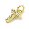 Letter Brass Micro Pave Clear Cubic Zirconia Pendants KK-K354-06G-T-2