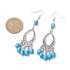 Halloween Skull Dyed Synthetic Turquoise & Alloy Dangle Earrings EJEW-JE05890-05-3