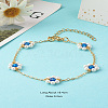 Shell Pearl & Acrylic Beads Flower Link Bracelets X1-BJEW-TA00003-03-2