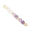 Faceted Round Natural Quartz Crystal & Amethyst & Lepidolite Beaded Connector Charms PALLOY-JF03530-07-2