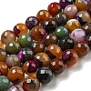 Faceted Natural Banded Agate Beads Strands G-F447-12mm-O06-1
