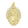 Virgin Mary Theme Rack Plating Brass Micro Pave Clear Cubic Zirconia Pendants KK-Z067-06G-01-1