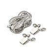 Brass Micro Pave Clear Cubic Zirconia Box Clasps X-KK-E084-28P-2