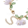 Flower Leaf Shell Pearl & Acrylic Charm Bracelets BJEW-TA00535-01-4