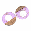 Transparent Resin & Walnut Wood Pendants RESI-S389-036A-B01-2
