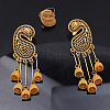 Hollow Flower Alloy Stud Dangle Earrings & Cuff Rings Sets for Women FS-WG1AAB0-01-1