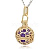 Golden Tone Brass Hollow Round Cage Pendants KK-J226-04G-2