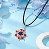 Flower Glass Seed Beads Pendant Necklaces NJEW-MZ00047-02-2