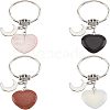 SUPERFINDINGS 4Pcs 4 Style Heart Gemstone Keychain KEYC-FH0001-11-1