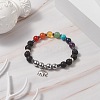 Chakra Theme Gemstone & Natural Lava Rock & Synthetic Hematite Beaded Stretch Bracelets for Women BJEW-JB09278-01-2