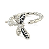 Dragonfly Brass Micro Pave Clear Cubic Zirconia Cuff Rings for Women RJEW-M016-02P-3