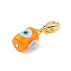 Evil Eye Lampwork Column Pendant Decorations HJEW-JM00742-02-4