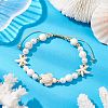 Starfish & Turtle Synthetic Magnesite Braided Bead Bracelets BJEW-JB11047-02-2