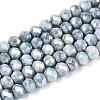 Anti-Tarnish Electroplate Rondelle Glass Beads Strands X-EGLA-T021-4mm-17-10-1