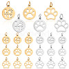 24Pcs 6 Styles Dog Paw Print Shape Stainless Steel Pendants FIND-GA0007-25-1