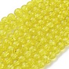 Yellow Crackle Glass Round Beads Strands X-CCG-Q001-8mm-04-2