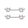 304 Stainless Steel Pink Cubic Zirconia Nipple Rings WGE5BE3-09-1