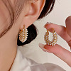 Flat Round Alloy Plastic Imitation Pearl Hoop Earrings FS-WG2046F-01-2