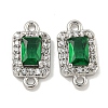 Brass Pave Clear & Green Cubic Zirconia Connector Charms KK-P275-45P-1