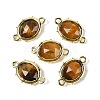 Natural Tiger Eye Faceted Oval Connector Charms G-I382-04G-04-1