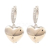 Brass with Cubic Zirconia Dangle Hoop Earrings EJEW-G362-02P-1