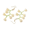 3 Pairs 3 Colors Shell Pearl Beads & Imitation Jelly Acrylic Flower Dangle Earrings EJEW-TA00579-5