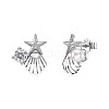 Star 925 Sterling Silver Micro Pave Cubic Zirconia with Shell Pearl Stud Earrings for Woman EJEW-Q384-01P-1