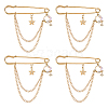4Pcs Moon & Star Alloy Rhinestone Hanging Chain Brooch JEWB-FG0001-84B-1
