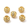 Hollow Brass Micro Pave Clear Cubic Zirconia European Style Beads KK-E068-VB486-3