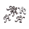 Gunmetal Plated Alloy Letter Pendants PALLOY-P097-03-H-2